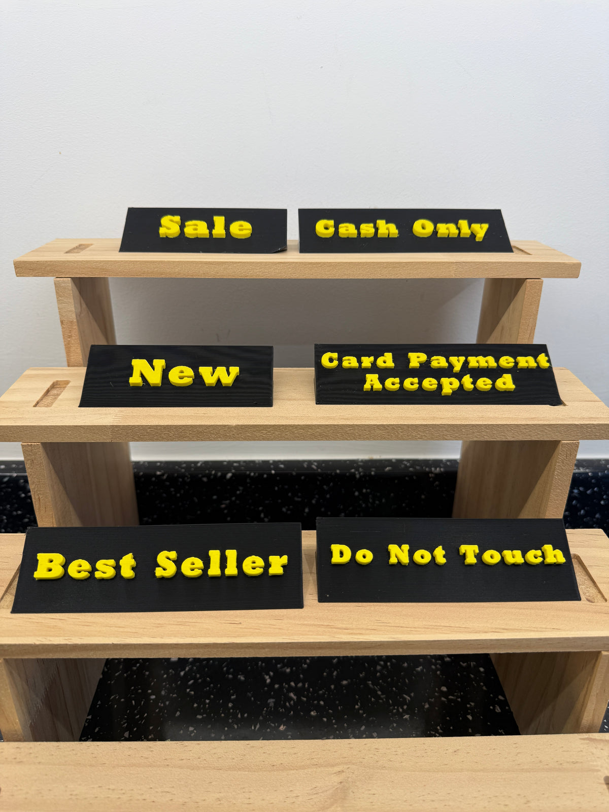 Market Stall Signs Set | 6 Reusable 3D Printed Craft Fair Signs | Sale Cash Only New Best Seller | Tabletop Business Display