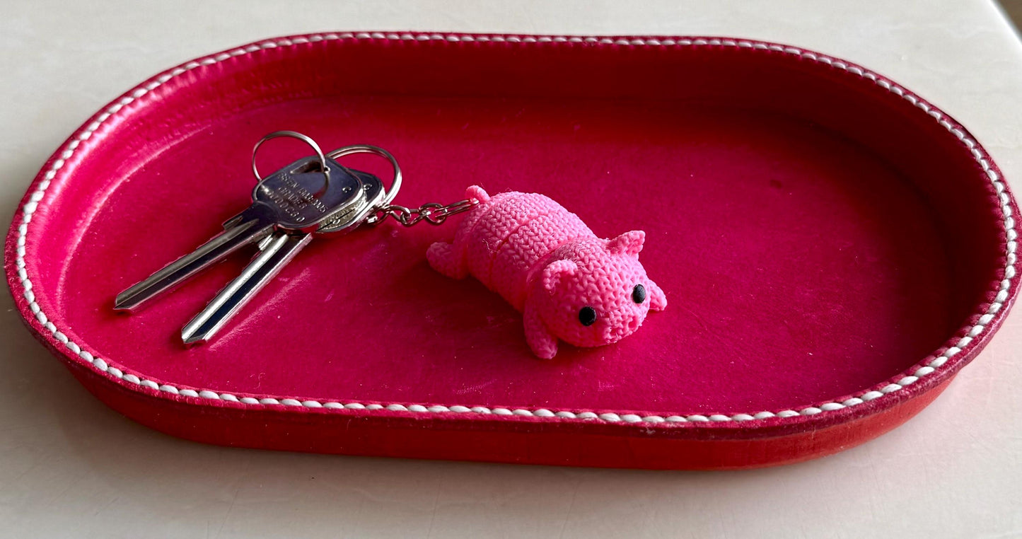 Pink Pig Keyring: Articulated Flexible 3D Printed Fidget