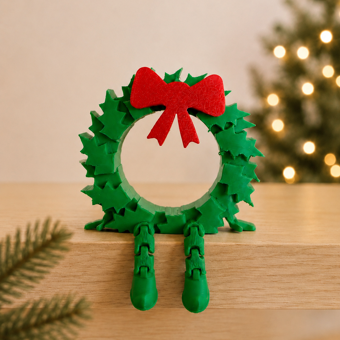 Christmas Wreath Dangly Legs Shelf Sitter