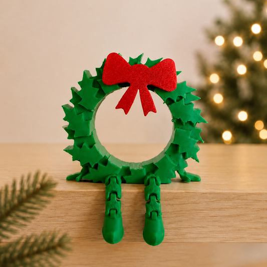 Christmas Wreath Dangly Legs Shelf Sitter