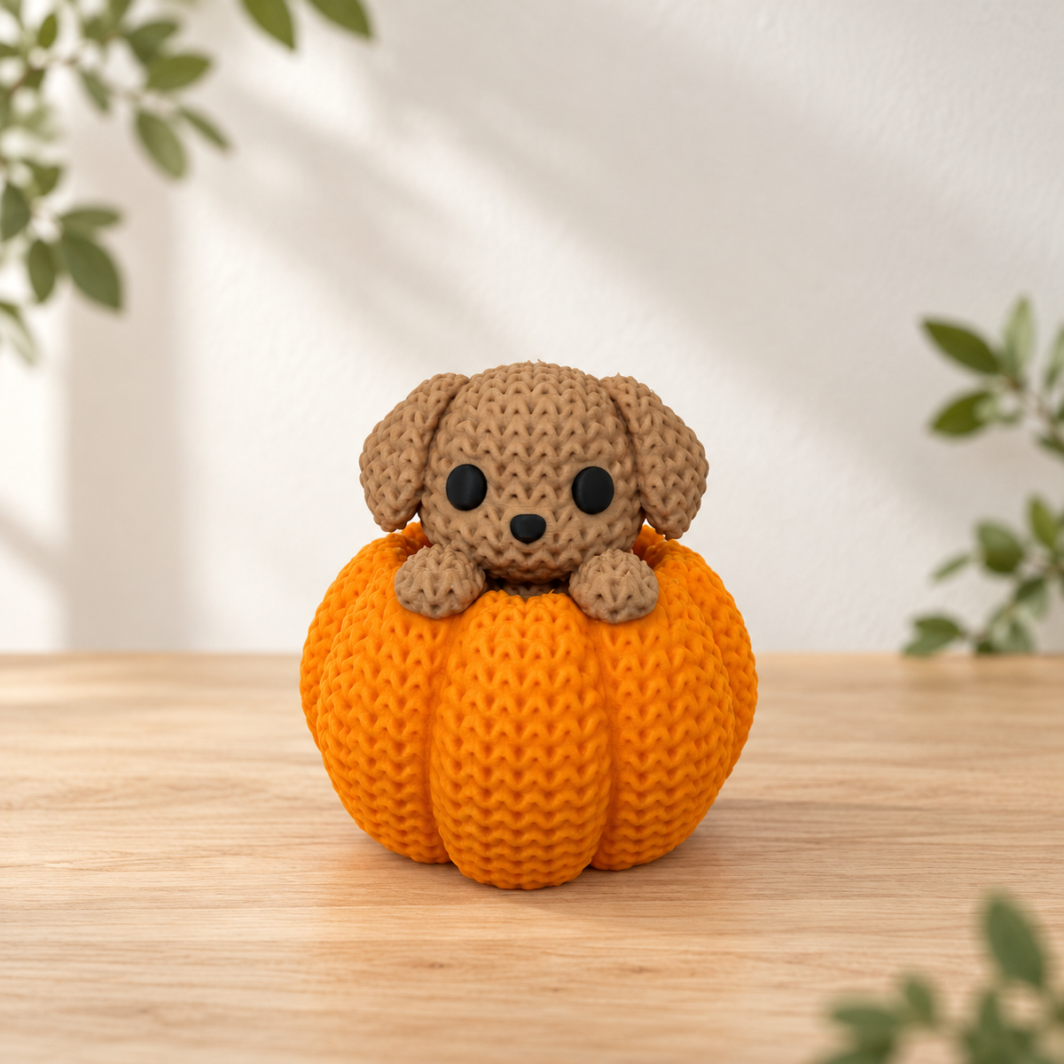 Dog in a Pumpkin Figurine