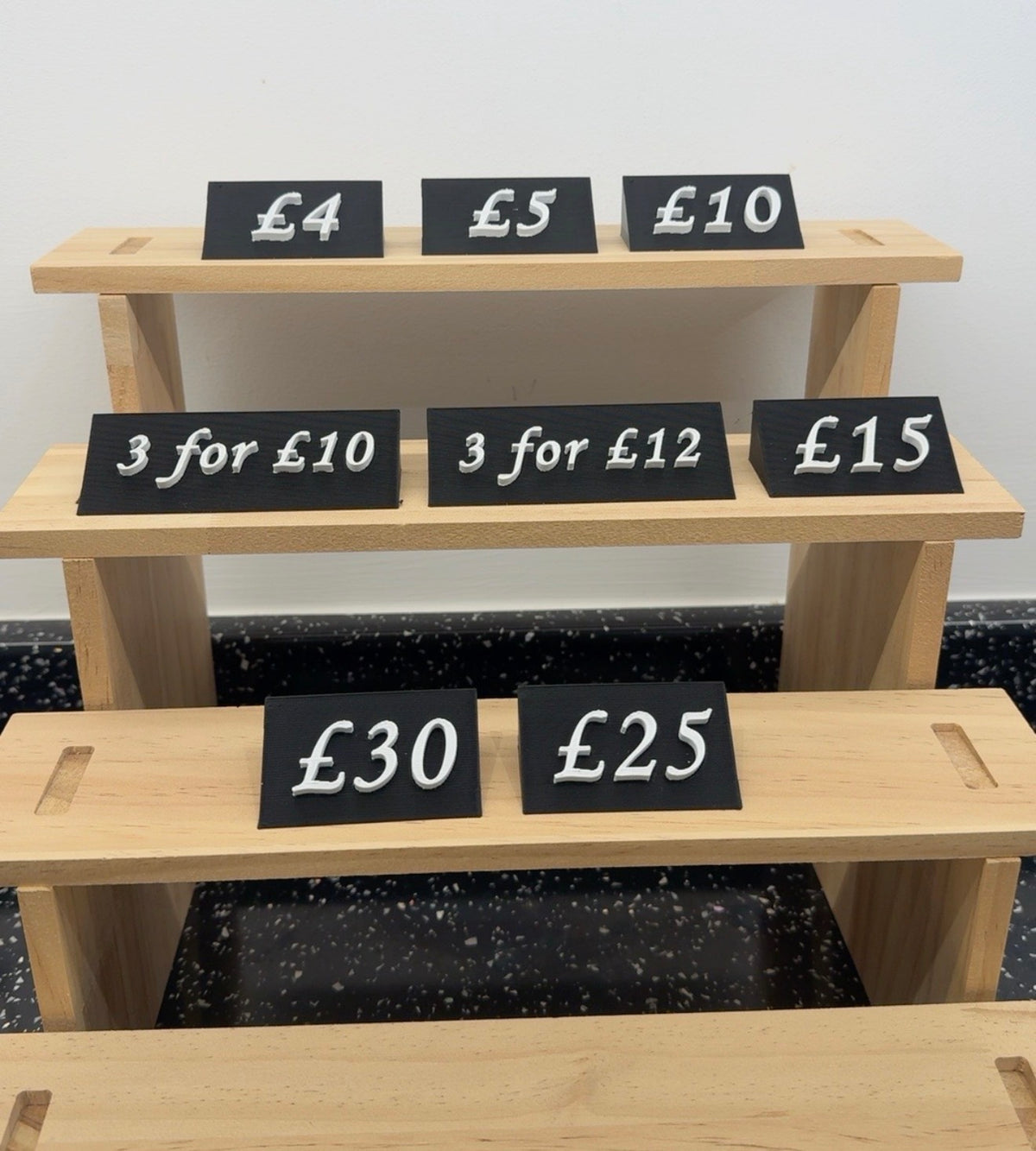 Market Stall Price Signs Set | 8 Reusable 3D Printed Craft Fair Price Signs | Tabletop Price Display | Made in UK