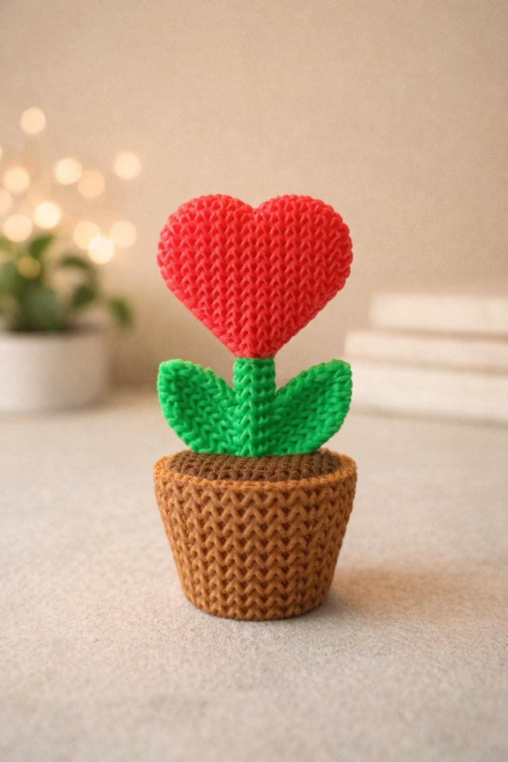 3D Printed Love Heart Flower Pot Figurine: Collectible Ornament Valentine Gift