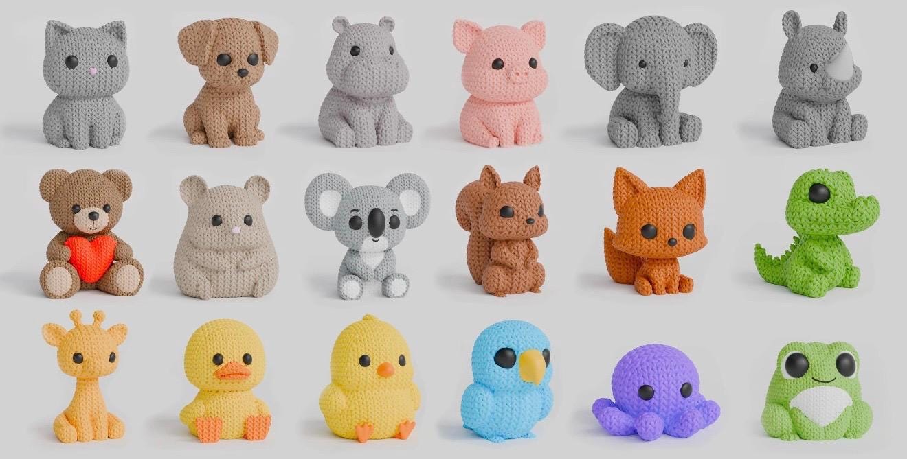 3D Printed Highland Cow Figurine – Knitted Texture Mini Ornament – Cute Shelf Decor