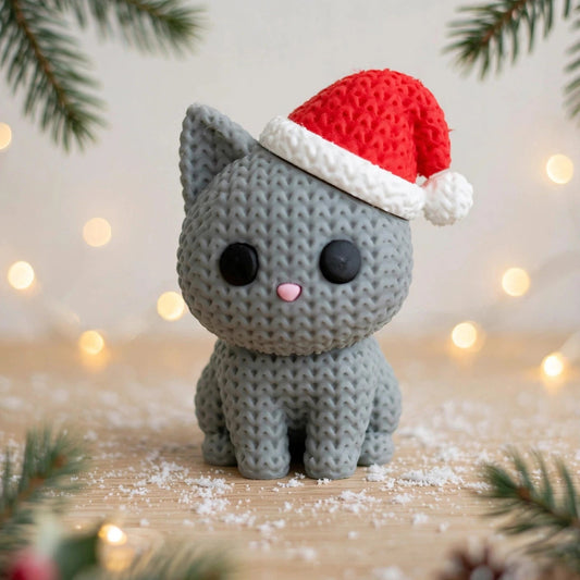Santa Cat Figurine