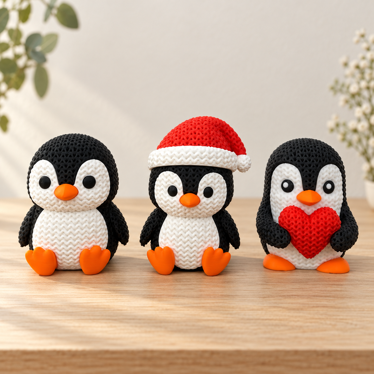 Penguin Trio Gift Set – Santa Hat, Love Heart & Classic
