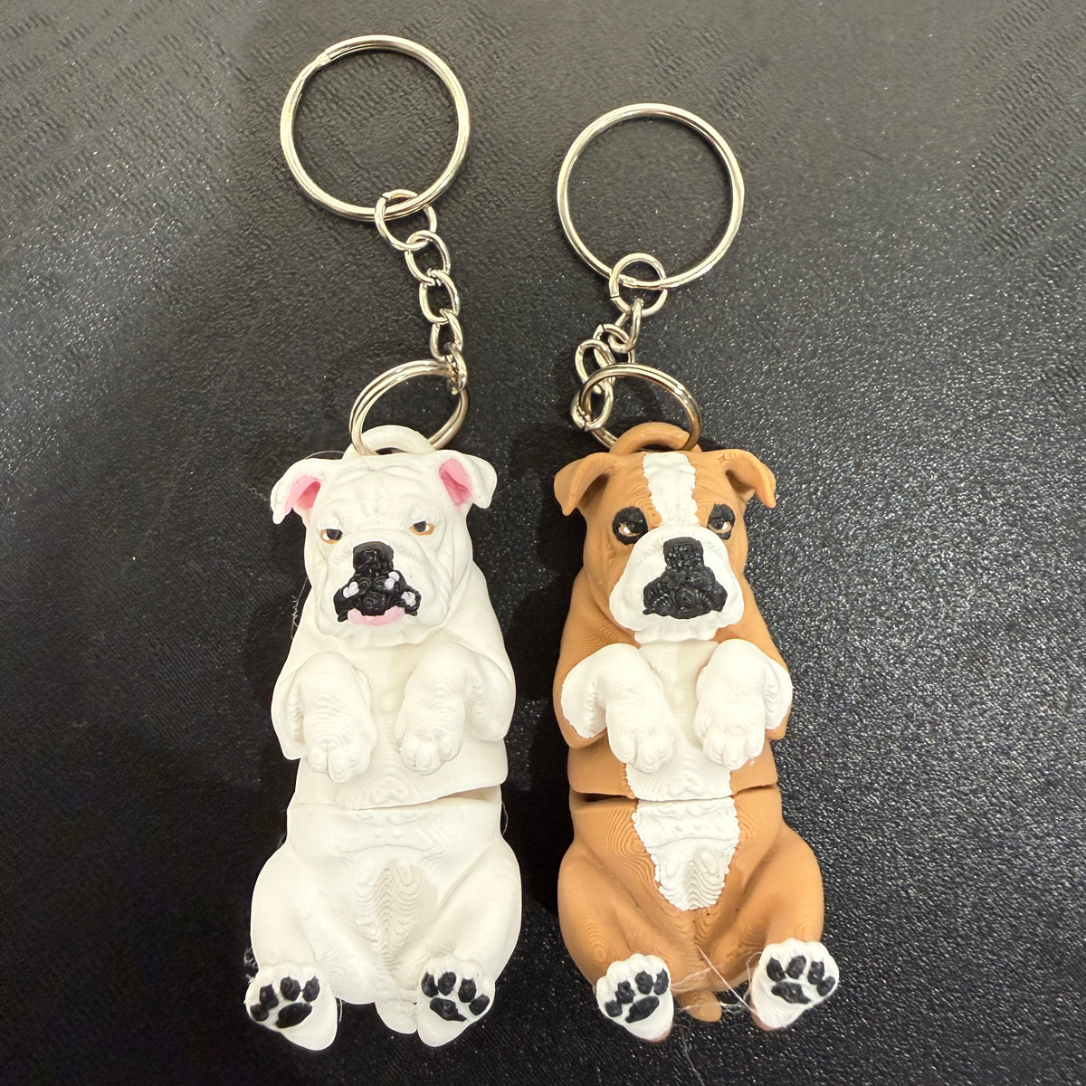 English Bull Dog  Keyring, Articulated Dog Bag Charm, Bull Dog Lover Gift