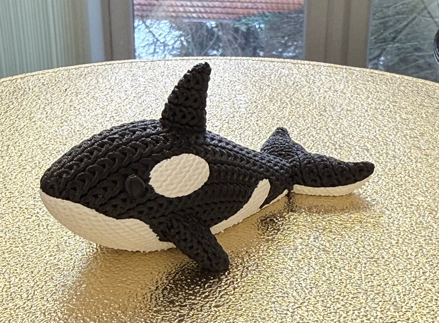 Orca Whale Figurine: 3D Printed Knitted Style Ornament