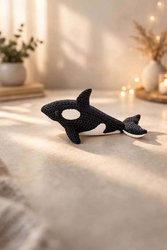 Orca Whale Figurine: 3D Printed Knitted Style Ornament