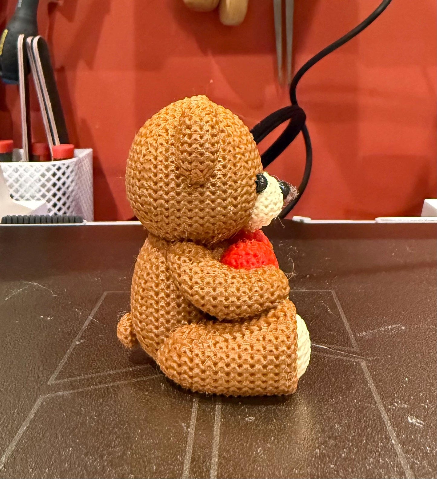 Teddy Bear with Love Heart – Figurine – Mini Collectible Ornament Valentine