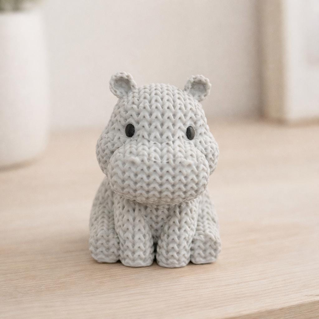 3D Printed Hippo Figurine: Collectible Ornament Gift