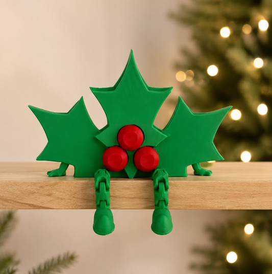 Christmas Holly Dangly Legs Shelf Sitter