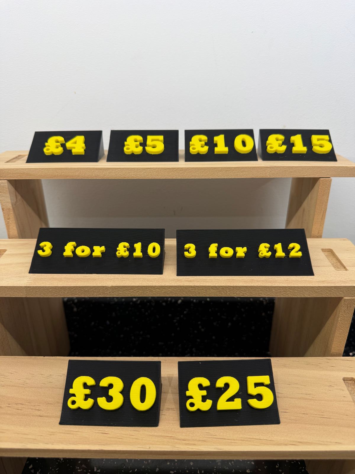 Market Stall Price Signs Set | 8 Reusable 3D Printed Craft Fair Price Signs | Tabletop Price Display | Made in UK