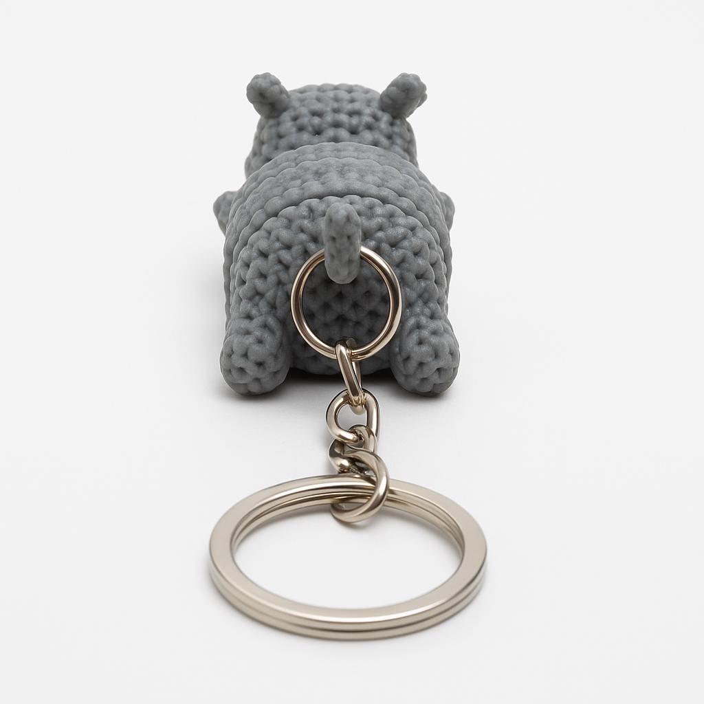 Hippo Keyring/bag charm – Articulated &  Flexible