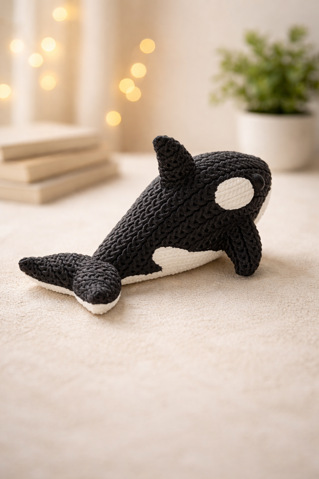 Orca Whale Figurine: 3D Printed Knitted Style Ornament