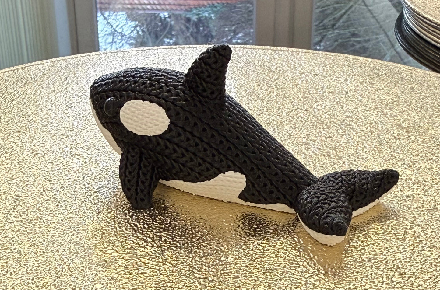Orca Whale Figurine: 3D Printed Knitted Style Ornament