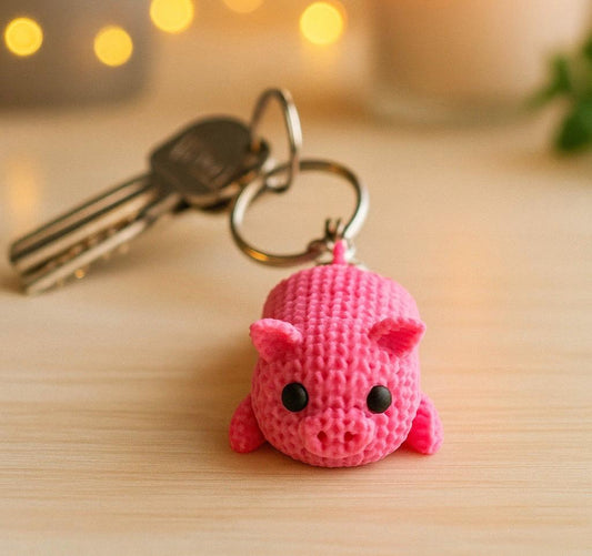Pink Pig Keyring: Articulated Flexible 3D Printed Fidget