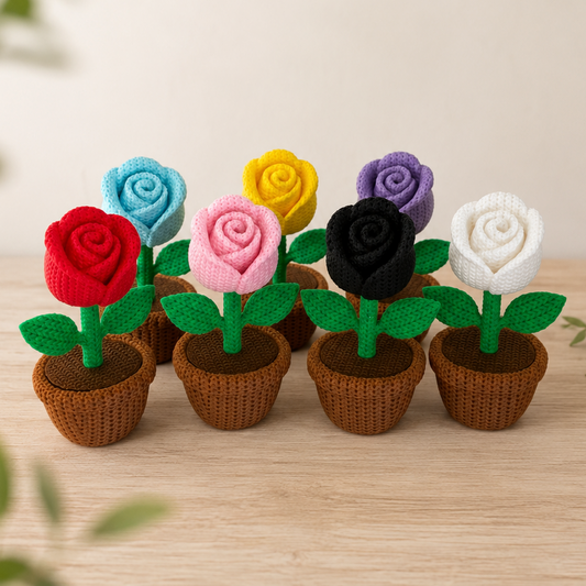 Rose Flower Pots Figurine  (Various Colours)