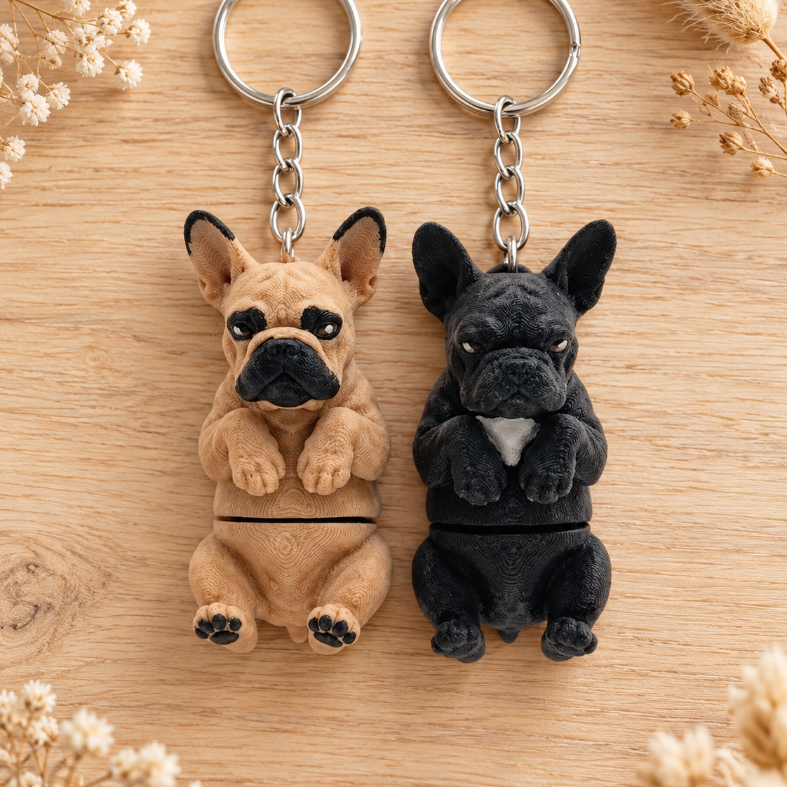 French Bulldog Keyring, Articulated Dog Bag Charm, Frenchie Lover Gift