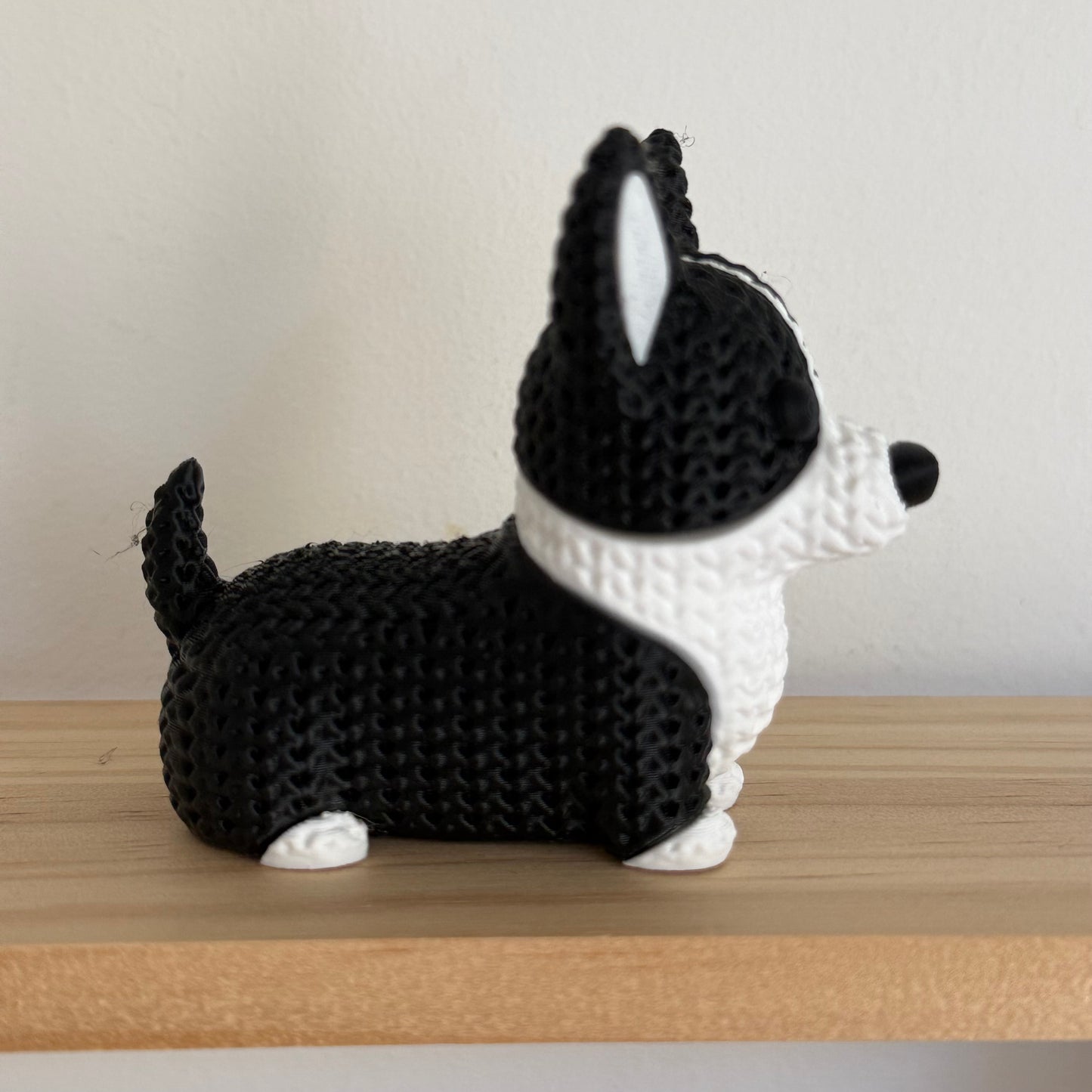 Corgi Dog Black & White Figurine