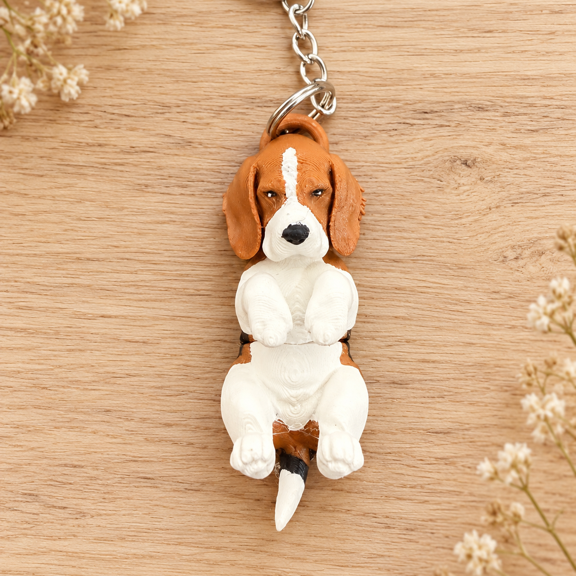 Beagle Keyring, Articulated Dog Bag Charm, Beagle Lover Gift