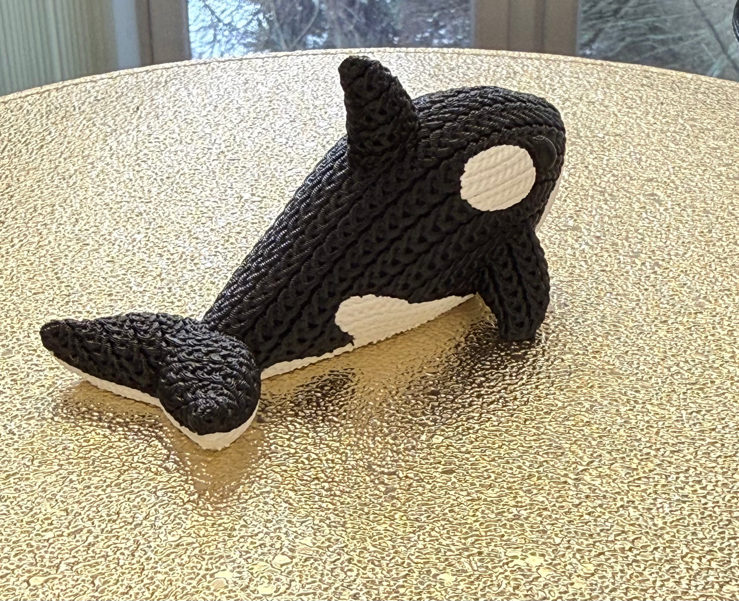 Orca Whale Figurine: 3D Printed Knitted Style Ornament