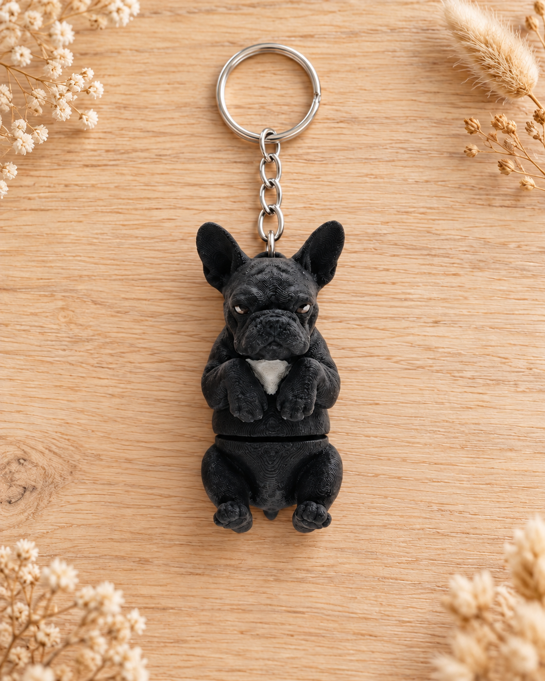 French Bulldog Keyring, Articulated Dog Bag Charm, Frenchie Lover Gift
