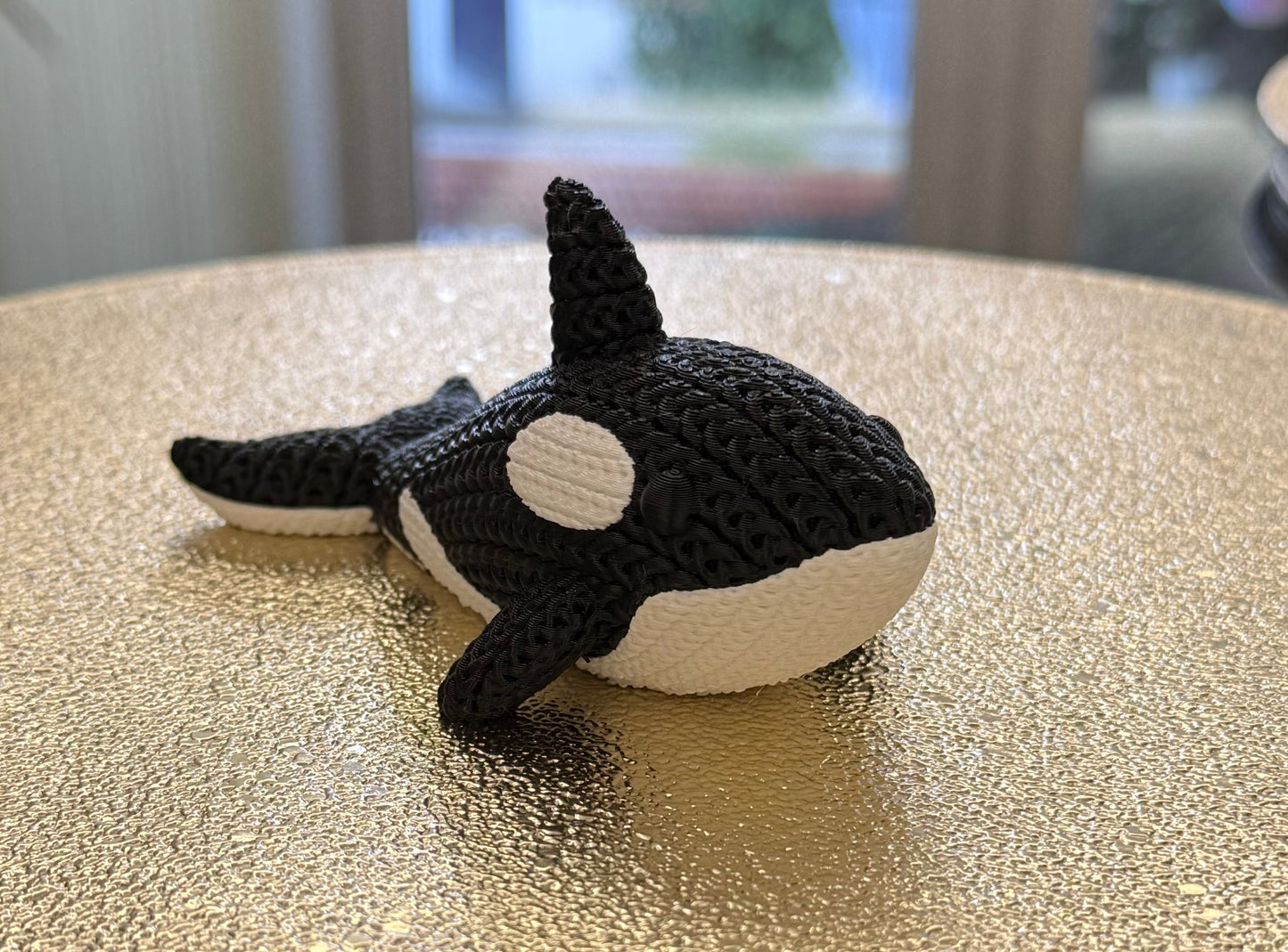 Orca Whale Figurine: 3D Printed Knitted Style Ornament