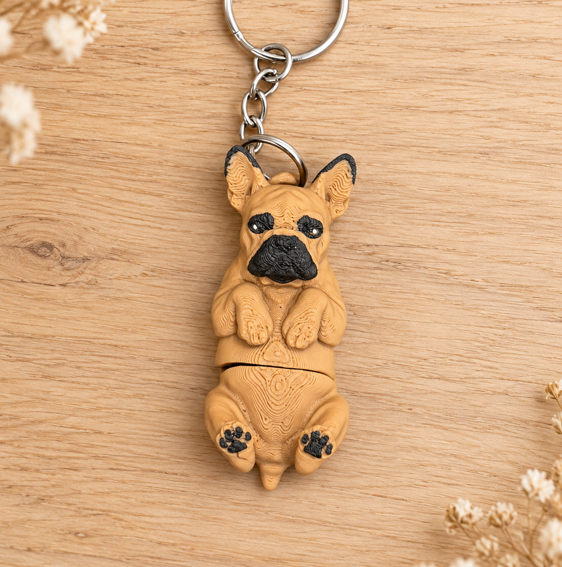 French Bulldog Keyring, Articulated Dog Bag Charm, Frenchie Lover Gift