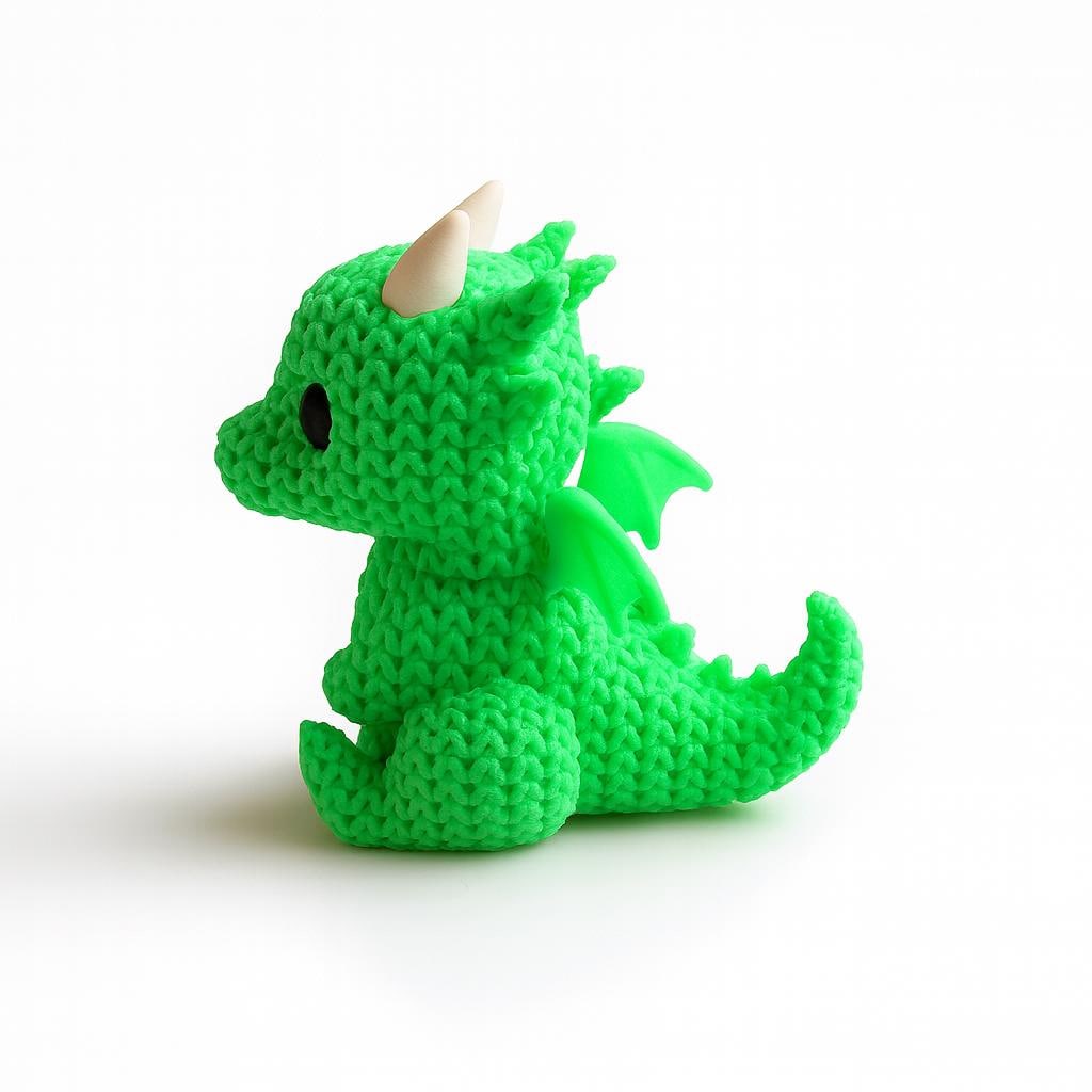 3D Printed Knitted Dragon Figurine: Collectible Ornament Gift