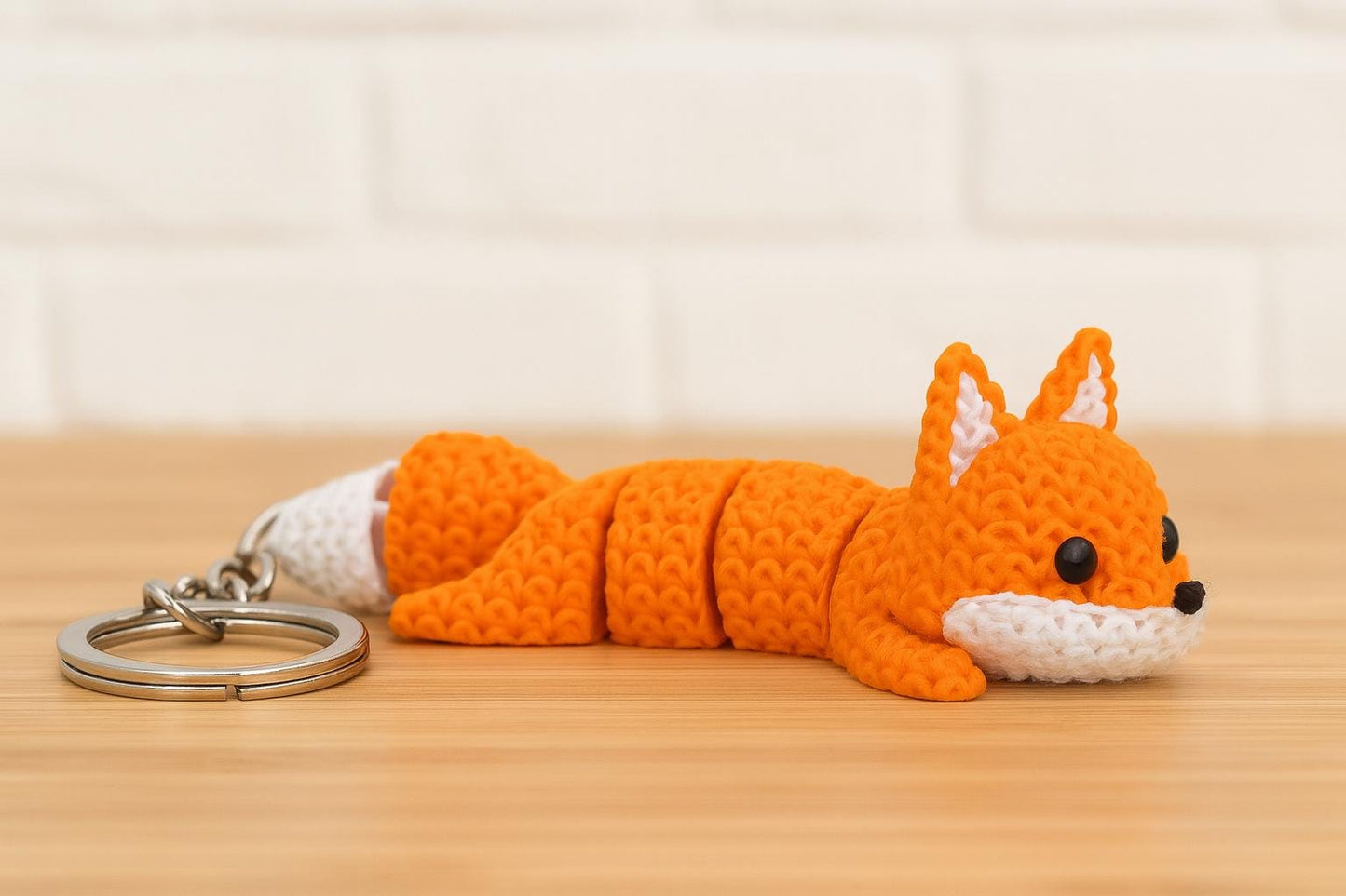 3D Printed Knitted Fox Keyring / bag charm: Articulated Flexible Fidget