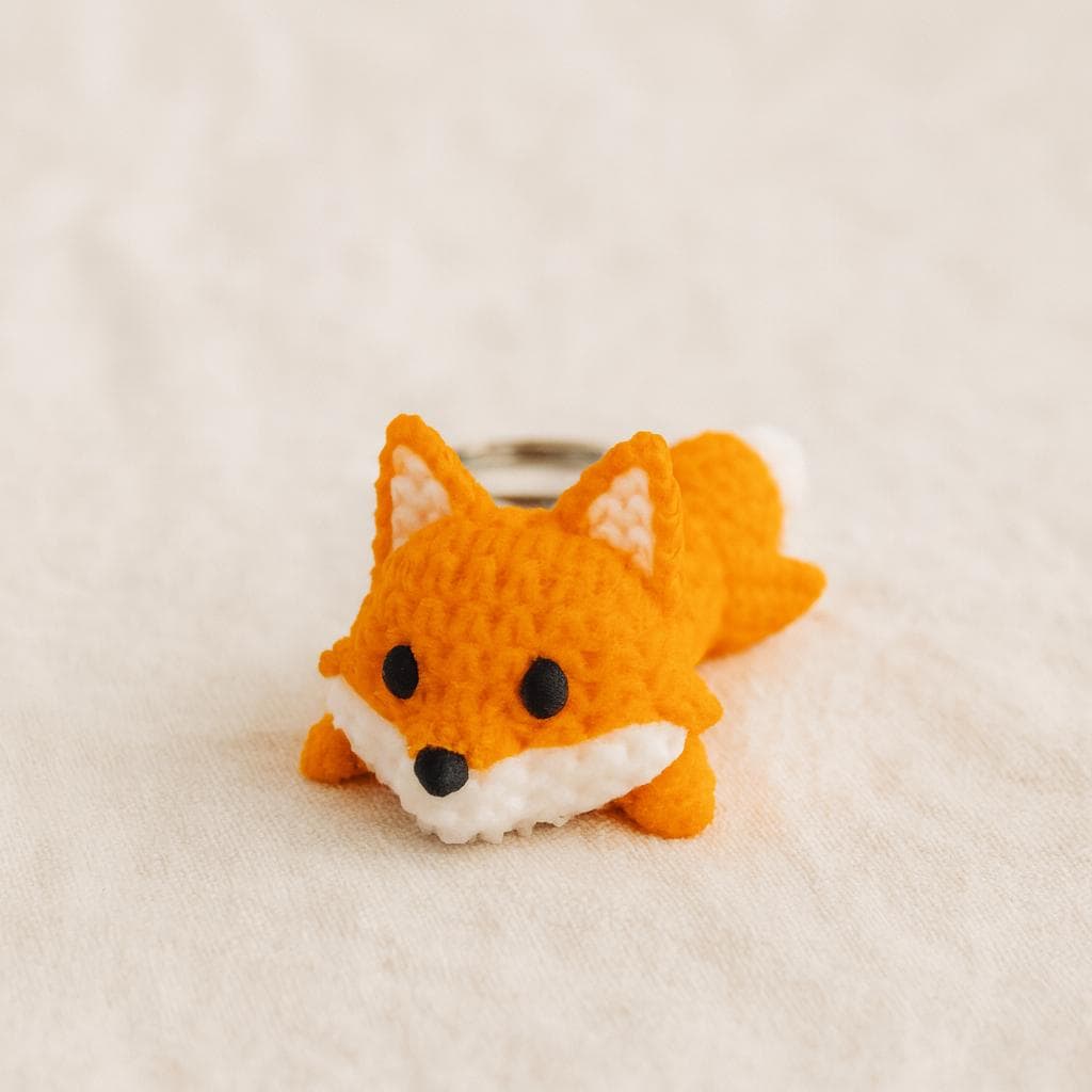 3D Printed Knitted Fox Keyring / bag charm: Articulated Flexible Fidget