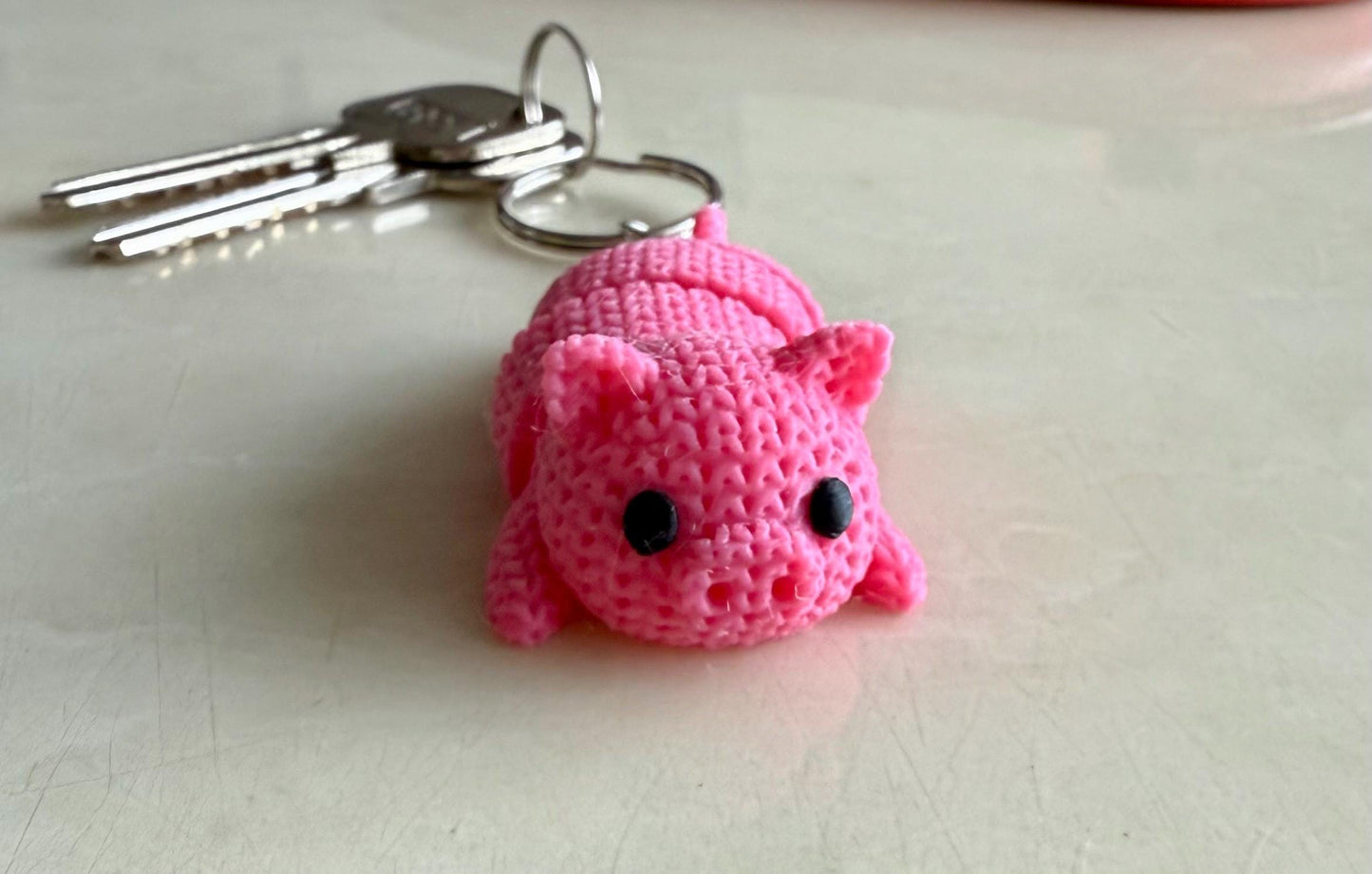 Pink Pig Keyring: Articulated Flexible 3D Printed Fidget