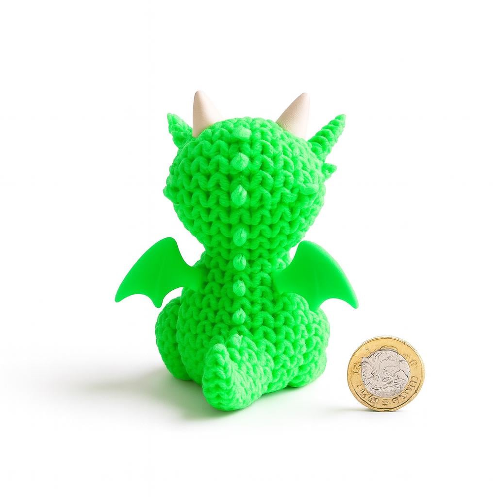 3D Printed Knitted Dragon Figurine: Collectible Ornament Gift