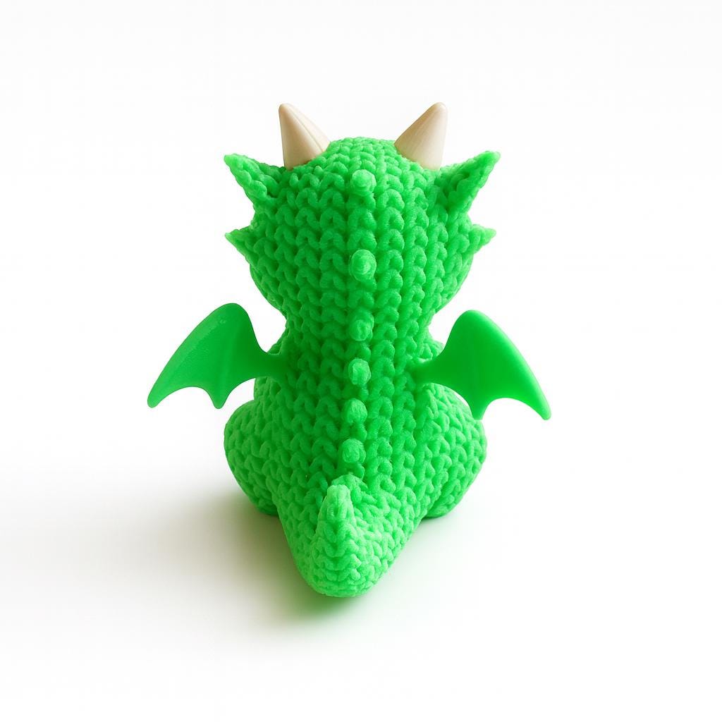 3D Printed Knitted Dragon Figurine: Collectible Ornament Gift